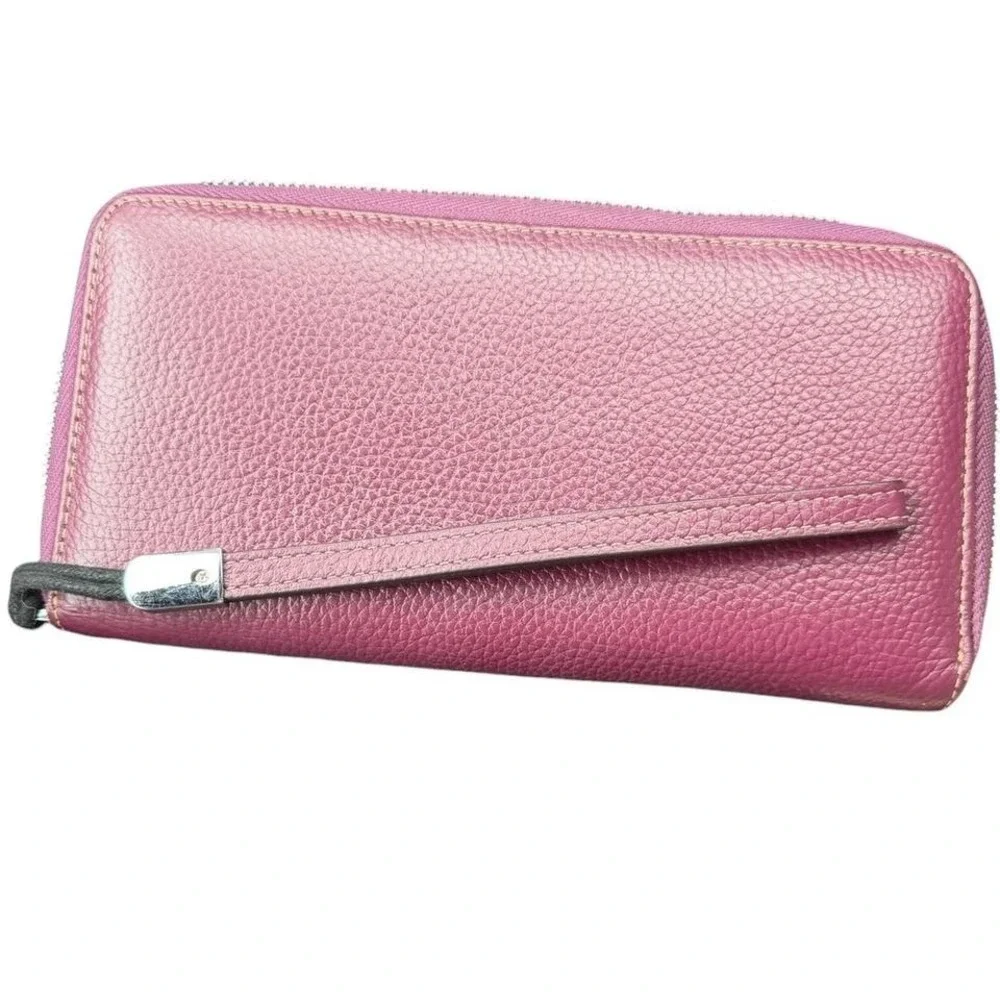 Lavemi RFID Plum Leather Zip Around Wristlet‎ Wallet